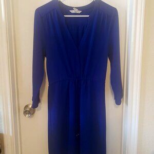 Blue Drawstring Mid Dress